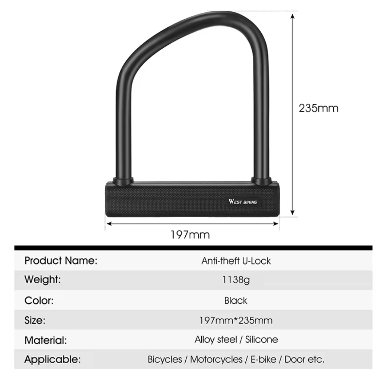 Anit- Theft wheel Lock for Ebike, Moped, Fat-Tire,Tribike